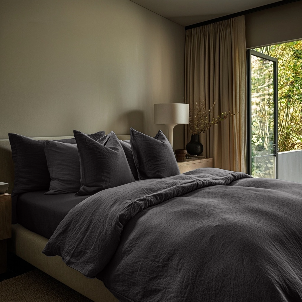 Charcoal Grey Linen Duvet Cover