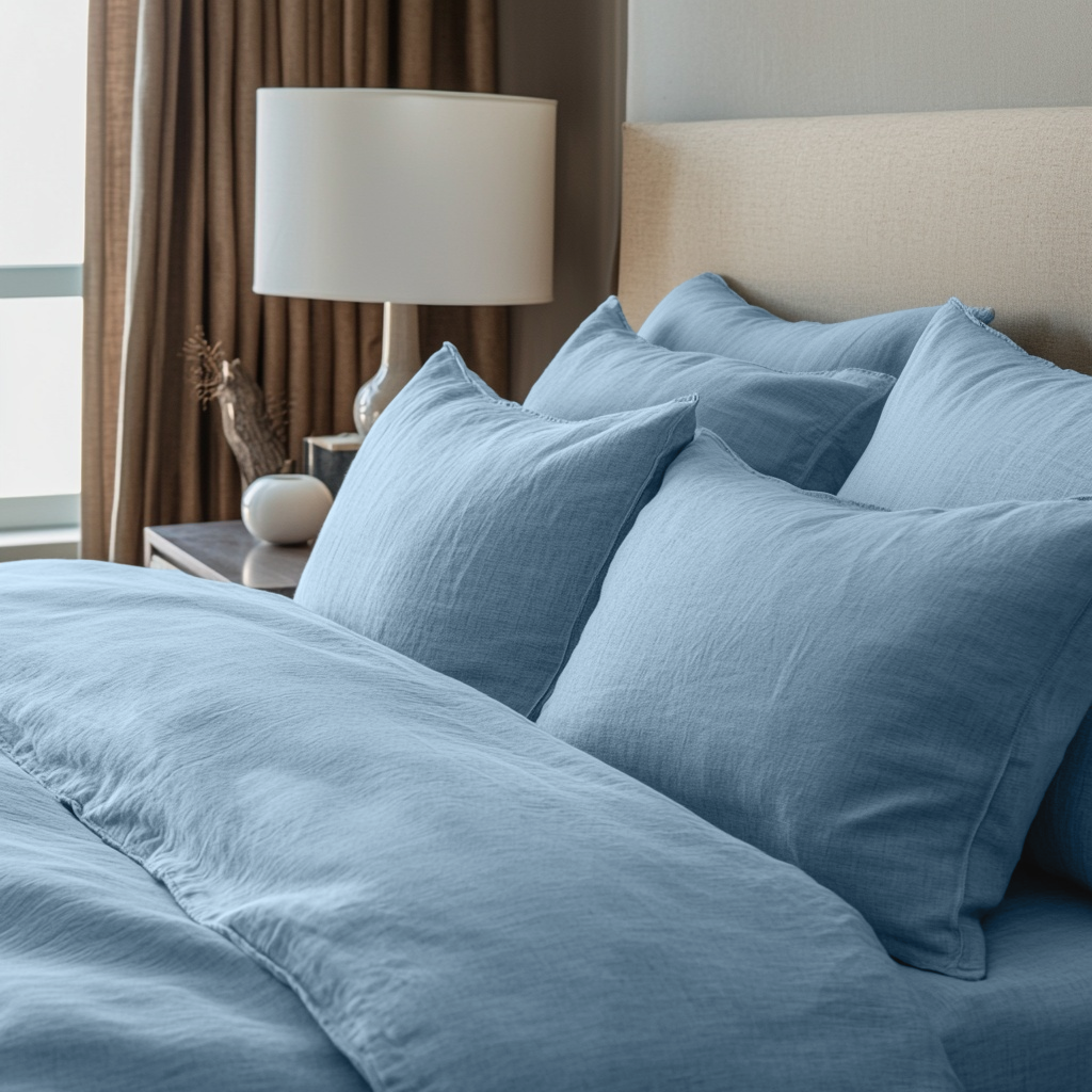 Sky Blue Linen Duvet Cover
