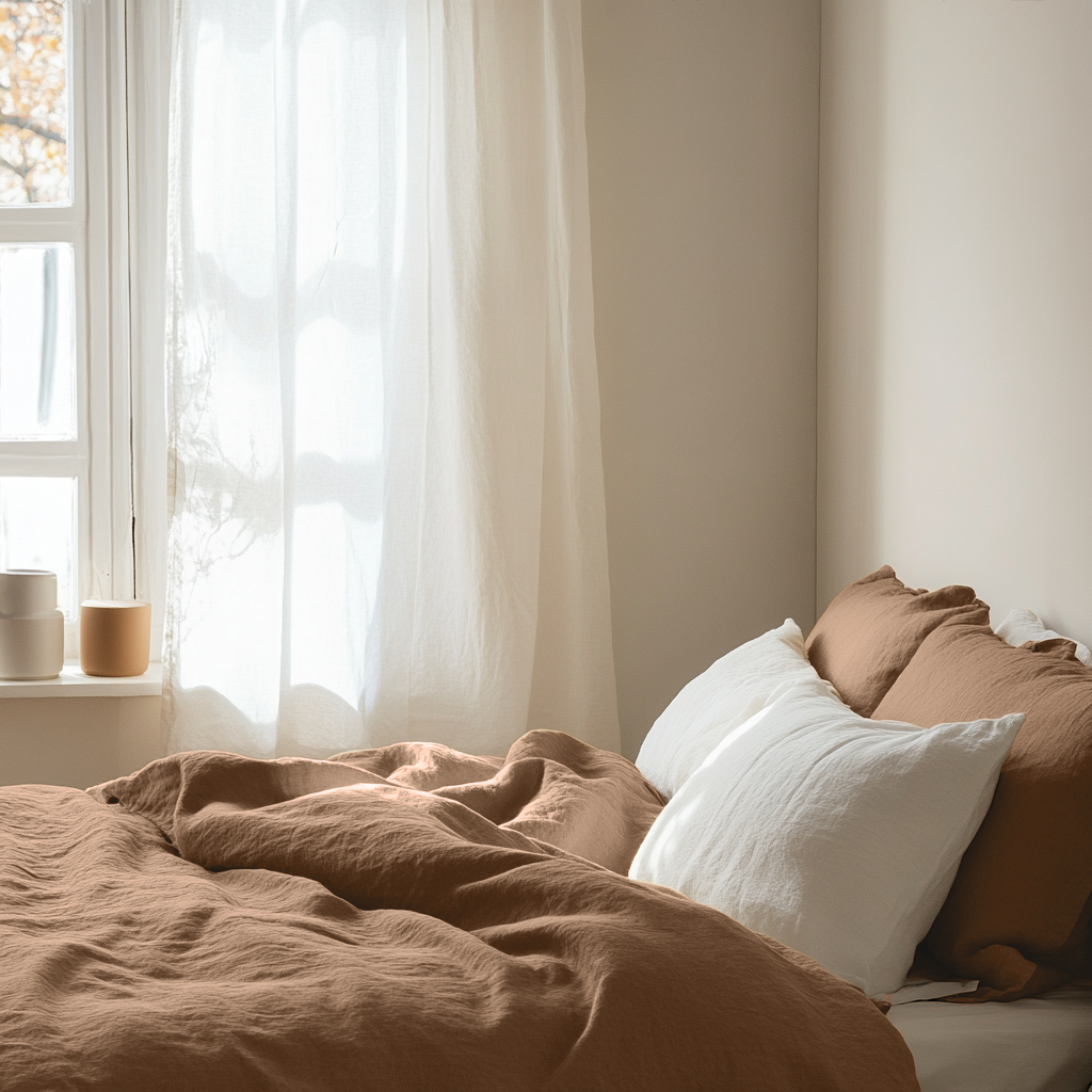 Tawny Brown Linen Duvet Cover