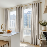Natural Linen Eyelet Curtains for Kitchen