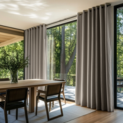 Natural Linen Eyelet Curtains - Blackout Lining