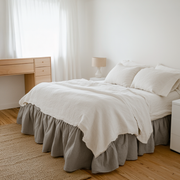 Natural Heavy Weight Linen Bed Skirt Valance with Gathered Ruffles