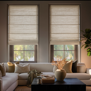 Cream Linen Roman Blinds - Cotton Lining