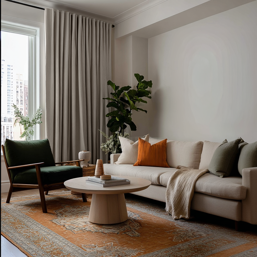 Natural Linen Soundproof Curtains with Multitape