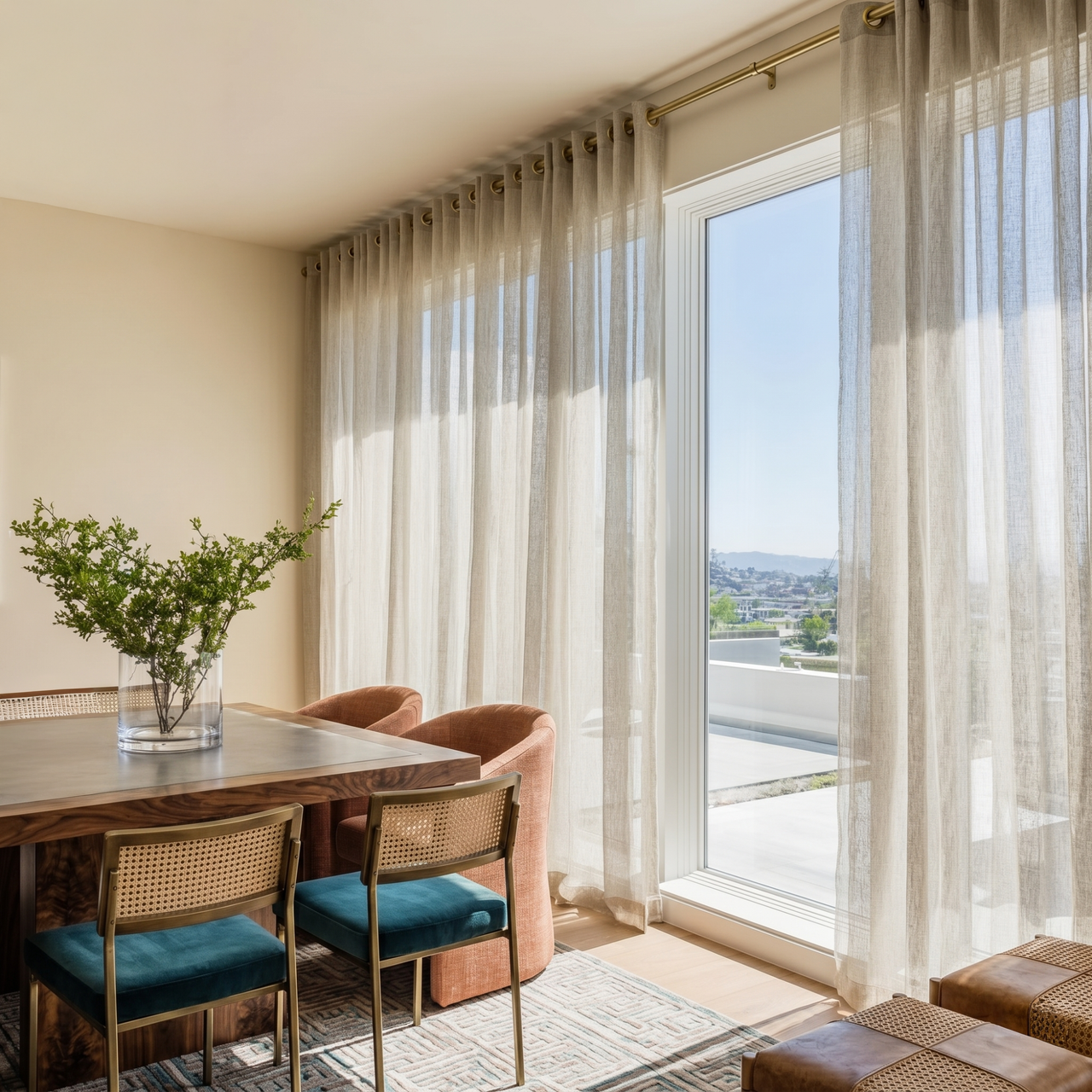 Natural Voile Linen Eyelet Curtains