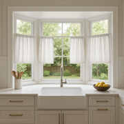 Off-White Kitchen Bay Linen Cafe Curtains