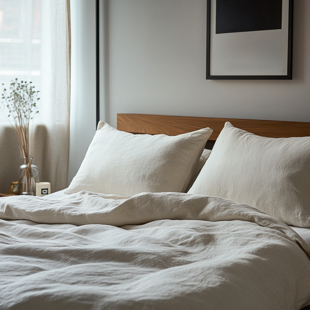 Off-White Washed Heavy Weight Linen Duvet Cover Set