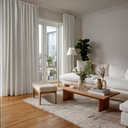 Off-White Heavy Weight Linen Soundproof Curtains with Multitape