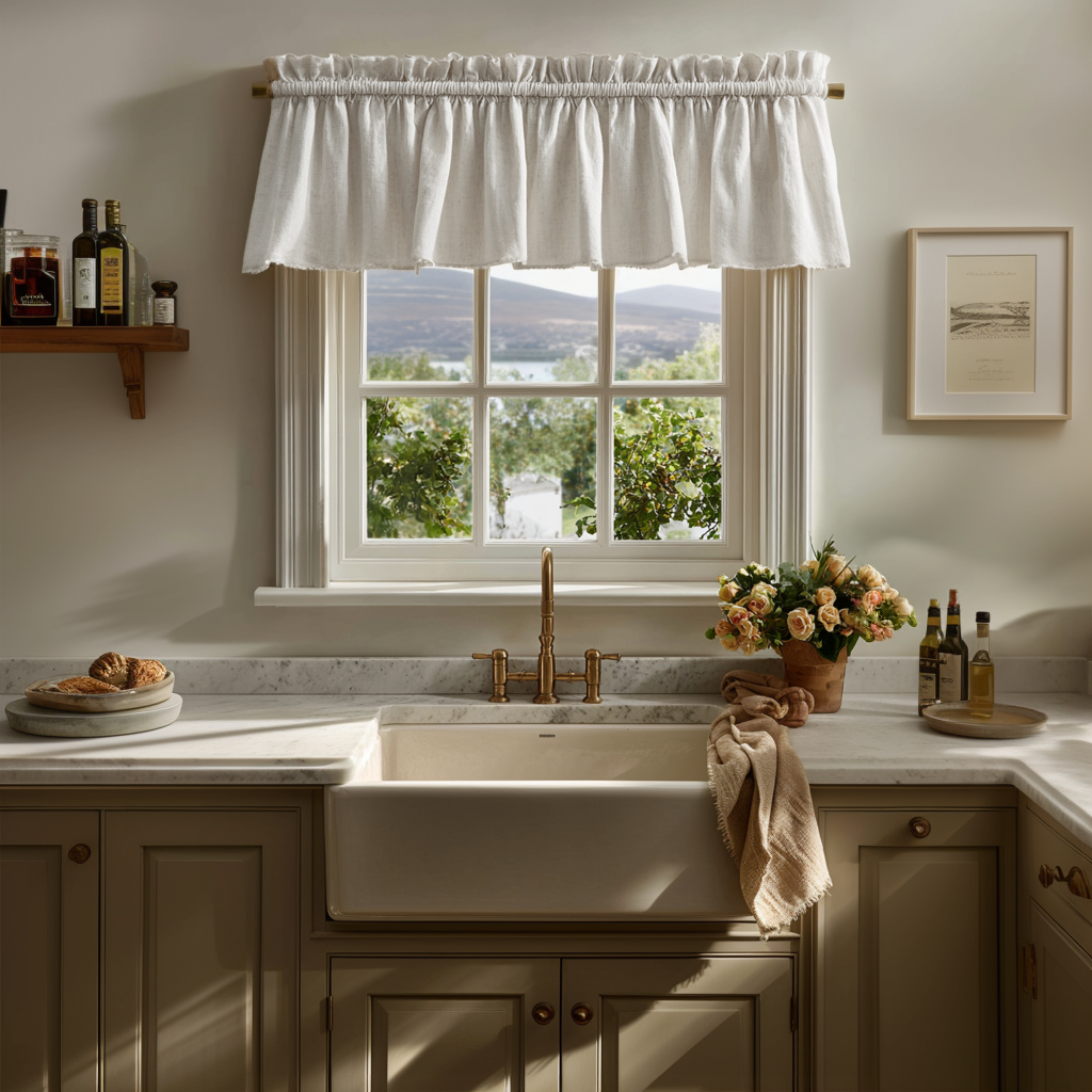 Off-White Heavyweight Linen Valance - Blackout Lining