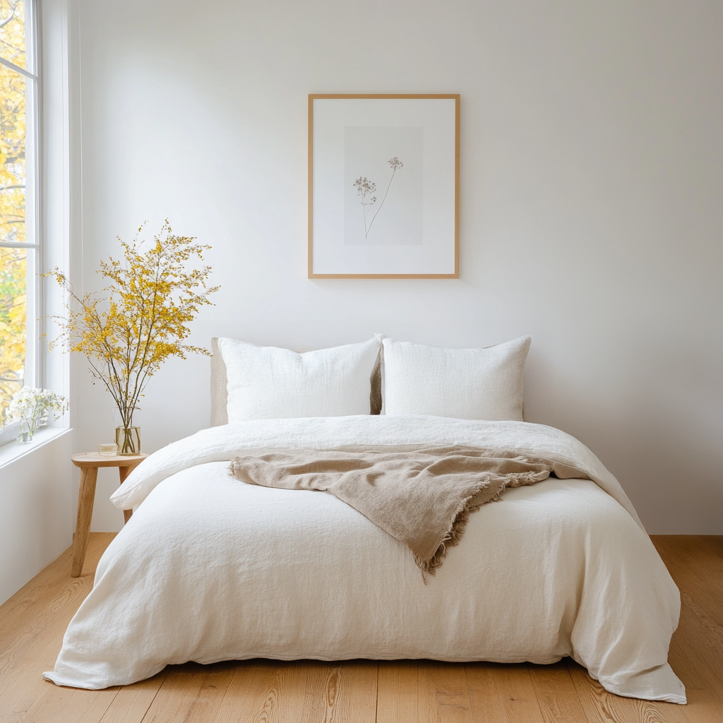 Off-White Washed Heavy Weight Linen Duvet Cover Set