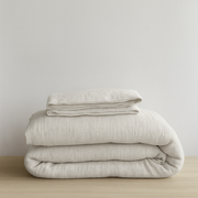 Off-White Washed Heavy Weight Linen Duvet Cover Set
