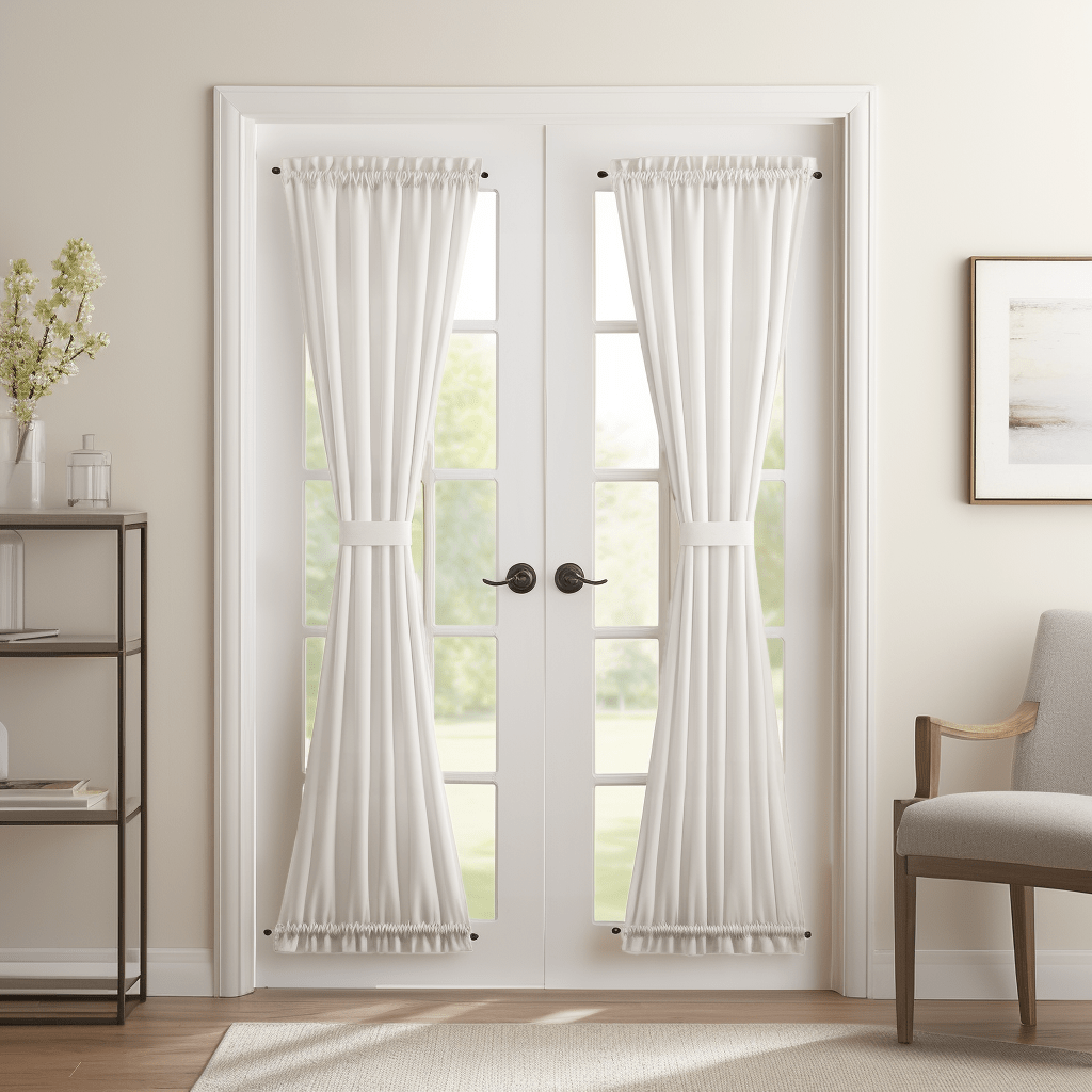 Heavyweight Off White Linen French Door Curtain