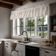 Off-White Linen Kitchen Valance - Blackout Lining