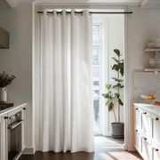 Off-White Linen Doorway Curtains with Eyelets