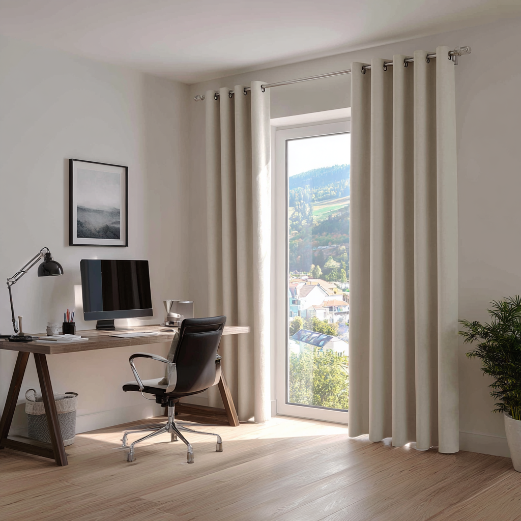 Off-White Linen Thermal Eyelet Curtains