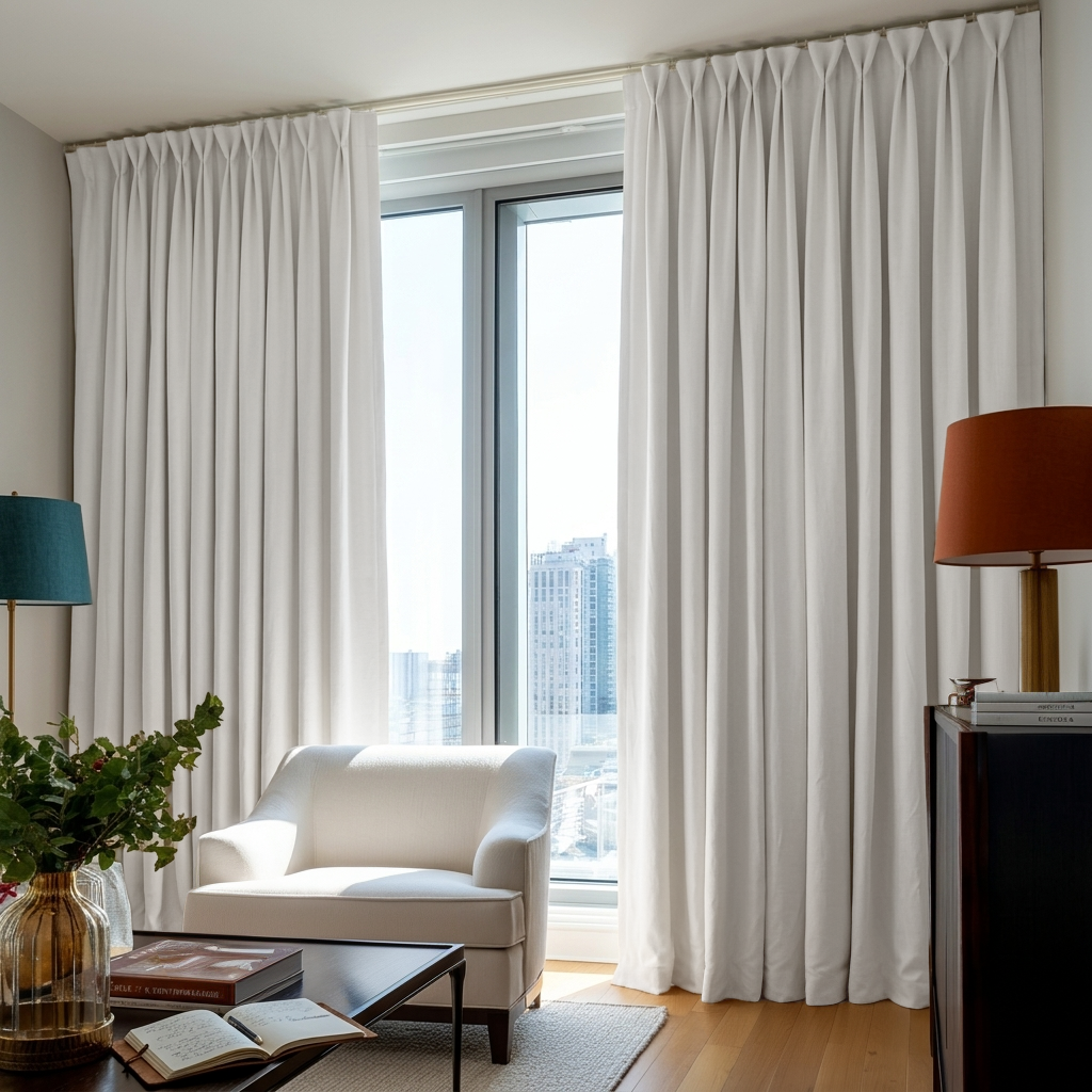 Off-White Linen Thermal Pinch Pleat Curtains