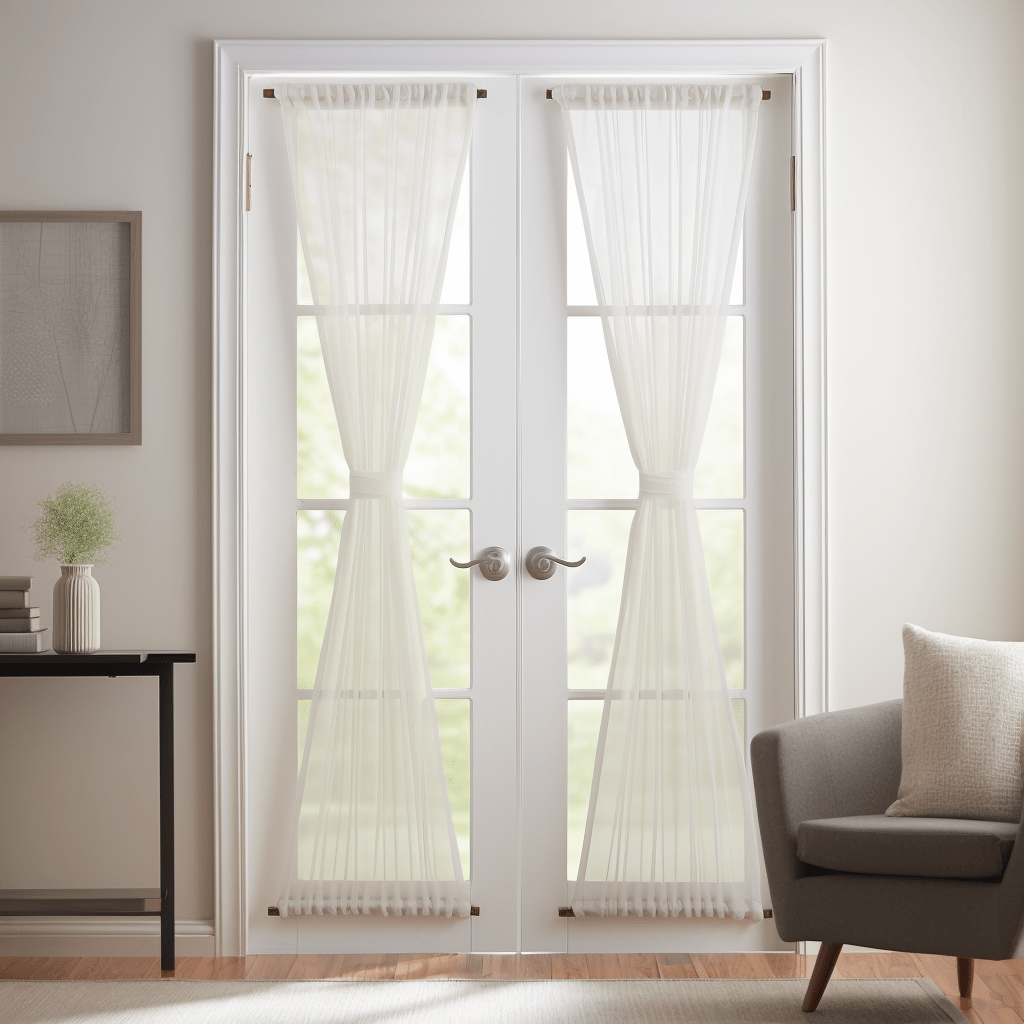 Off-White Sheer Linen French Door Curtain Panel