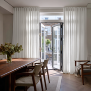 Off-White Wavefold Linen Curtains for Bifold Doors