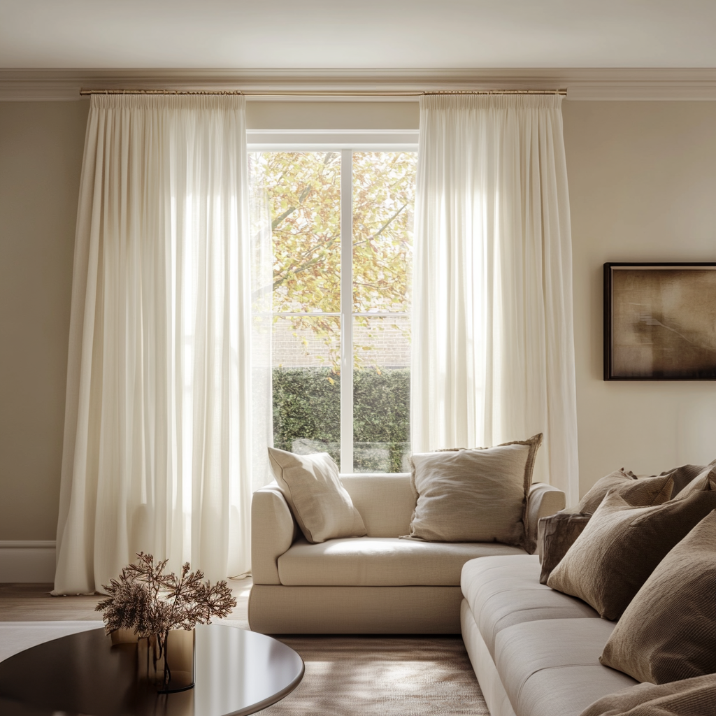 Off-White Ivory Pencil Pleat Curtains - Unlined