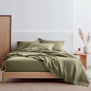 Olive Green Linen Extra & Ultra Deep Fitted Sheet