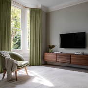 Olive Green Linen Pencil Pleat Curtains