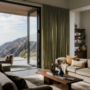 Olive Green S-Fold Velvet Curtains for Bifold Doors