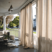 Natural Outdoor Linen Eyelet Curtains for Screened or Open Porch