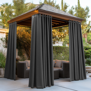 Triple-Weave Outdoor Blackout Curtains For Gazebo - Grey - Eyelets