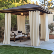 Triple-Weave Outdoor Blackout Curtains For Gazebo - Ivory - Eyelets