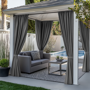 Triple-Weave Outdoor Blackout Curtains For Gazebo - Grey - Rod Pocket