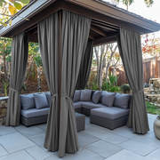 Triple-Weave Outdoor Blackout Curtains For Gazebo - Grey - Rod Pocket