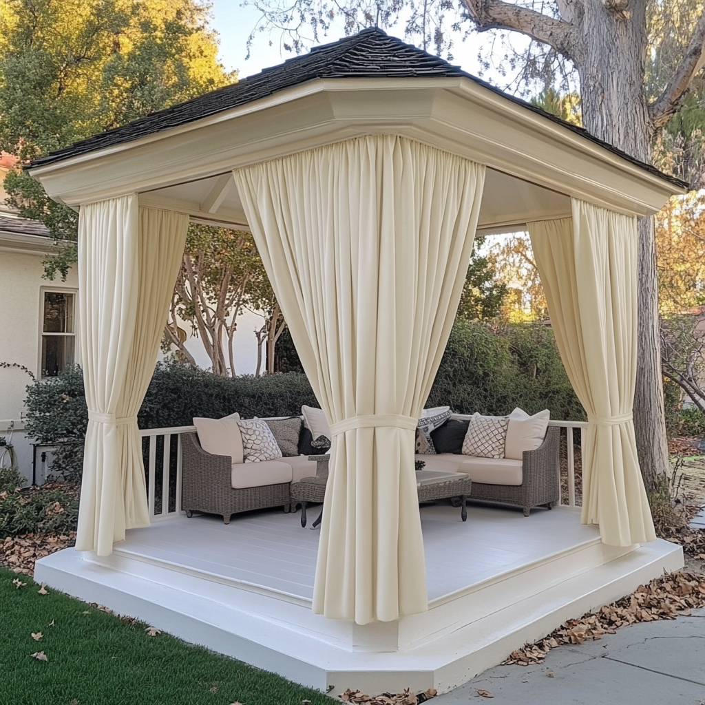 Triple-Weave Outdoor Blackout Curtains For Gazebo - Ivory - Rod Pocket