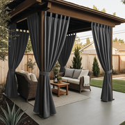 Triple-Weave Outdoor Blackout Curtains For Gazebo - Grey - Tab Top