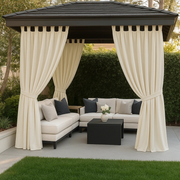 Triple-Weave Outdoor Blackout Curtains For Gazebo - Ivory - Tab Top