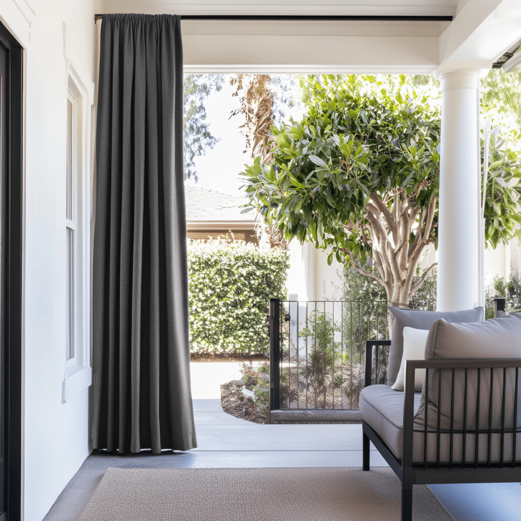 Grey Rod Pocket Triple-Weave Outdoor Blackout Curtains For Porch