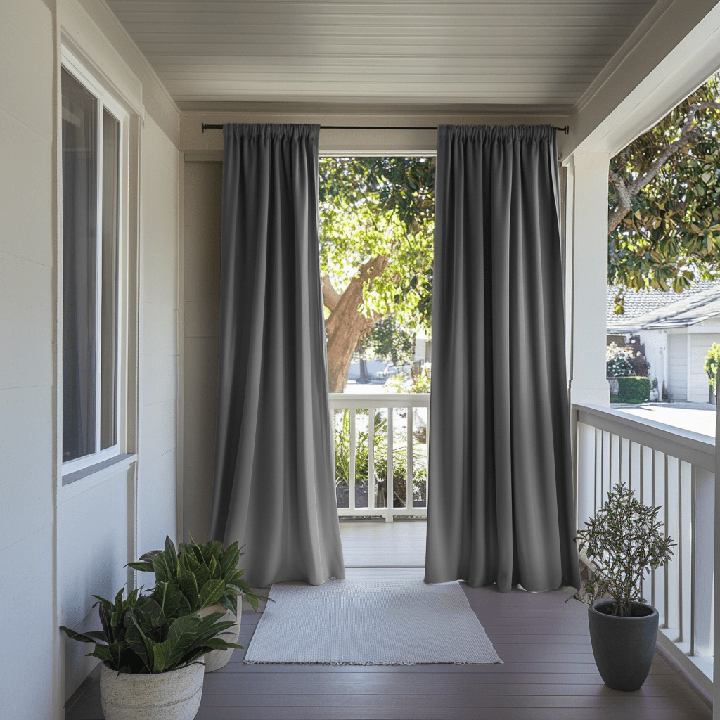 Grey Rod Pocket Triple-Weave Outdoor Blackout Curtains For Porch