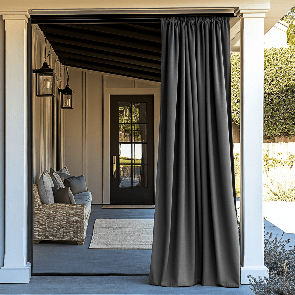 Grey Rod Pocket Triple-Weave Outdoor Blackout Curtains For Porch
