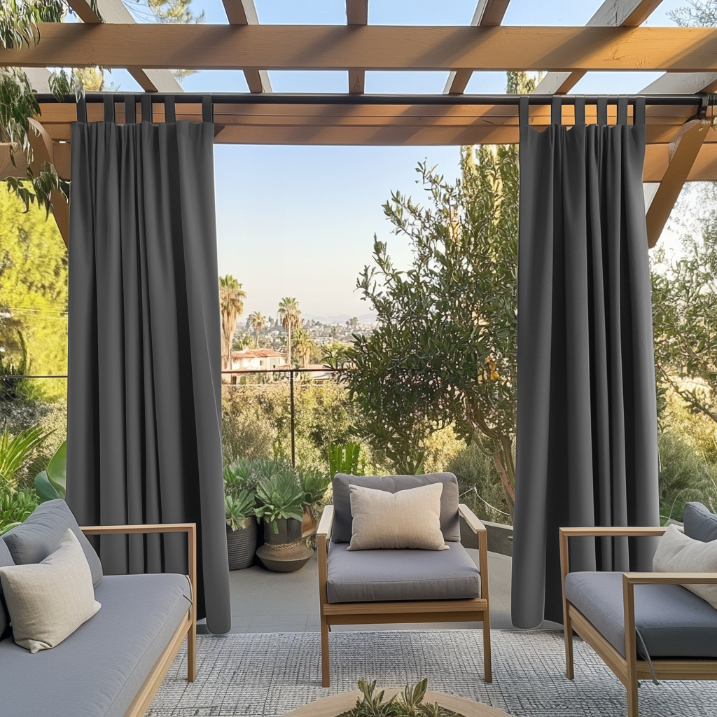 Triple-Weave Outdoor Blackout Pergola Curtains - Grey - Tab Top