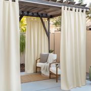 Triple-Weave Outdoor Blackout Pergola Curtains - Ivory - Tab Top
