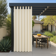 Triple-Weave Outdoor Blackout Pergola Curtains - Ivory - Tab Top