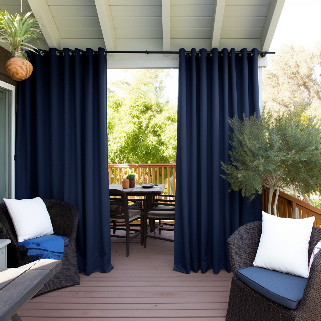 Dark Blue Outdoor Curtain