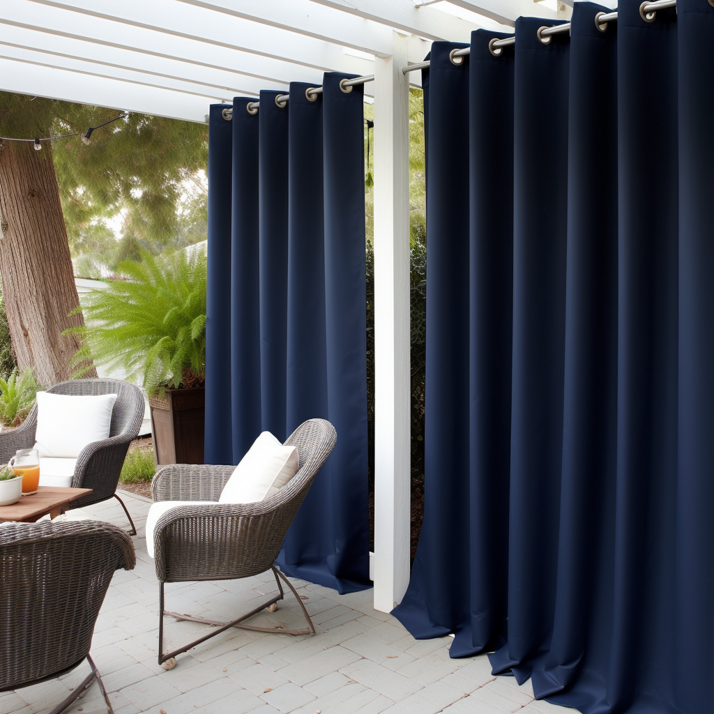 Dark Blue Outdoor Curtain