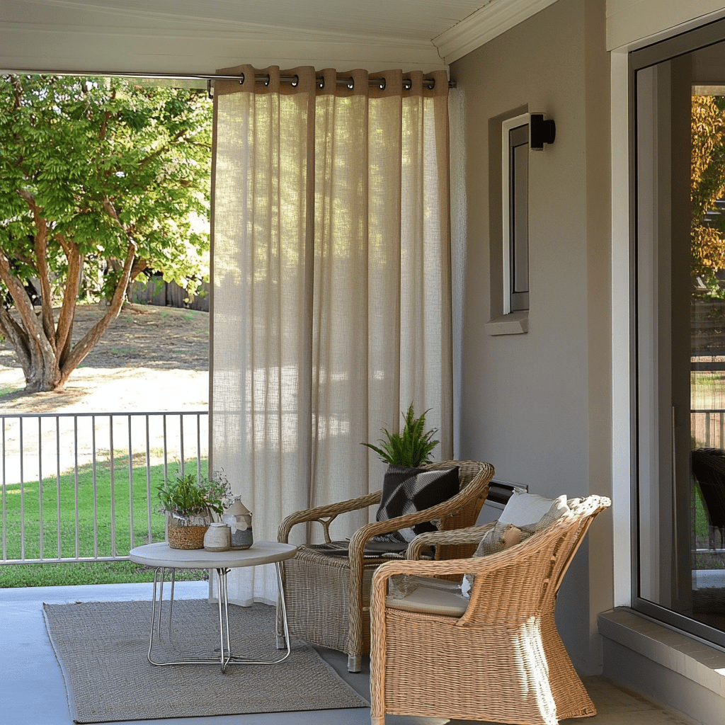 Natural Sheer Outdoor Linen Curtains For Screened or Open Porch