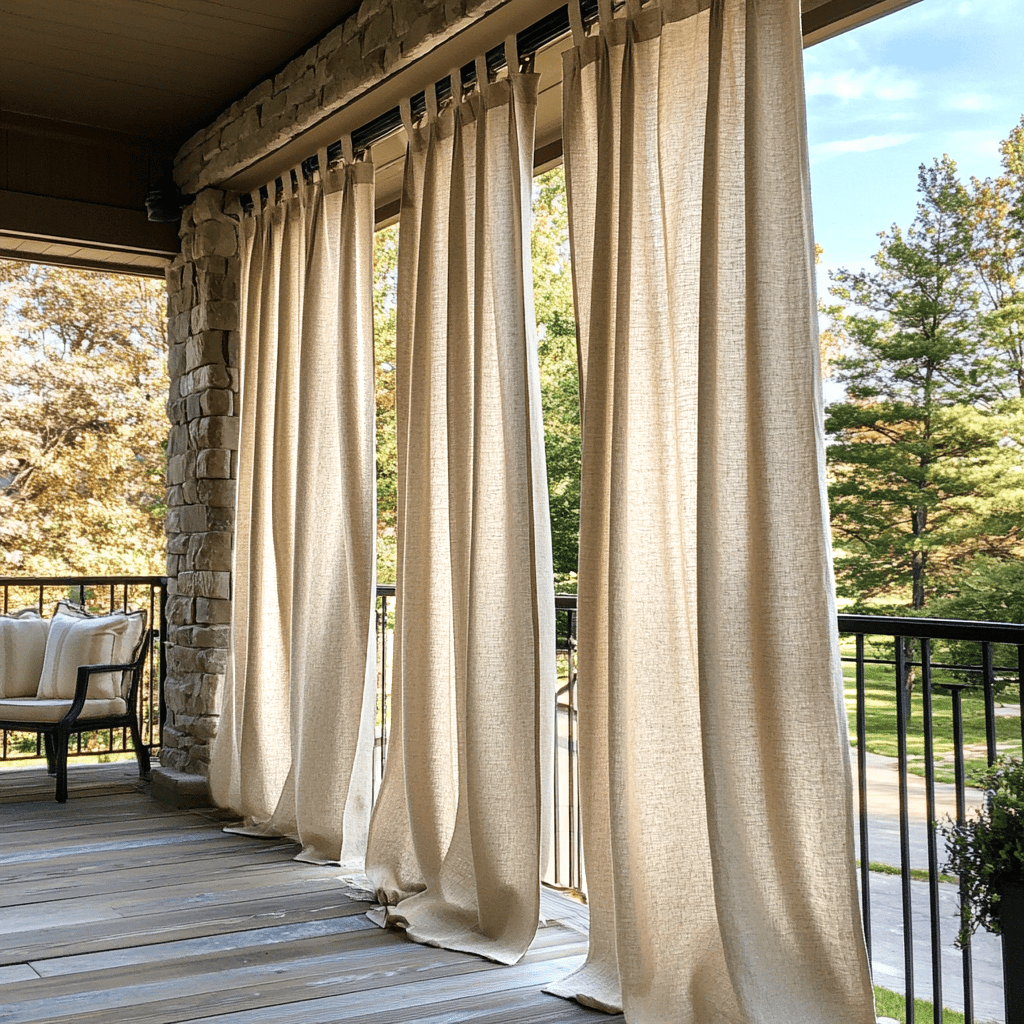 Natural Tab Top Outdoor Curtains for Screened or Open Porch