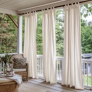 Off-White Tab Top Outdoor Curtains for Screened or Open Porch