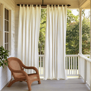 Off-White Tab Top Outdoor Curtains for Screened or Open Porch
