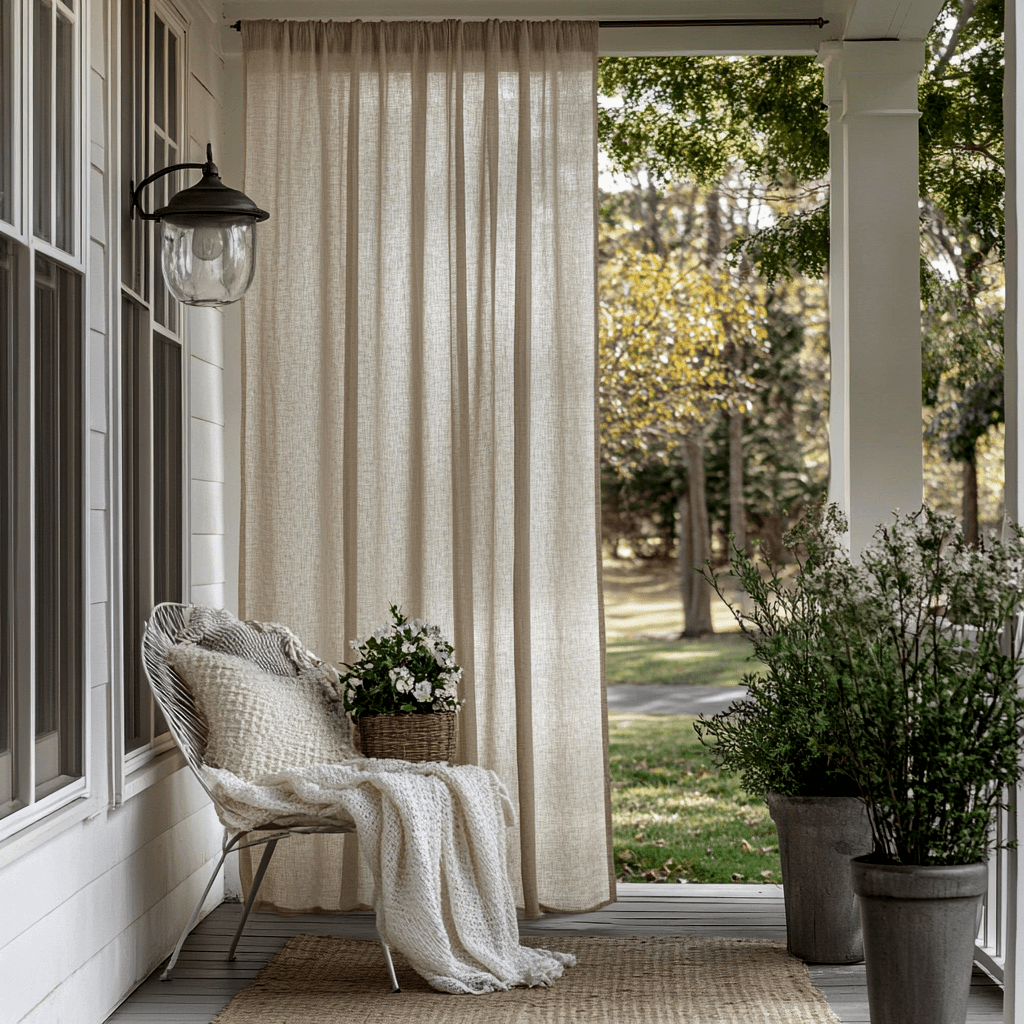 Natural Outdoor Linen Curtains with Rod Pocket