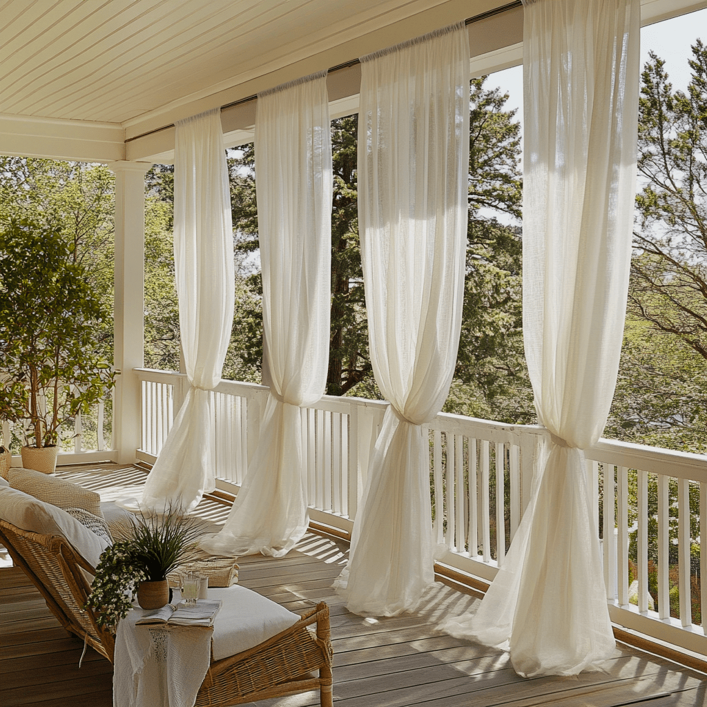Off-White Sheer Outdoor Curtains for Screened Porch