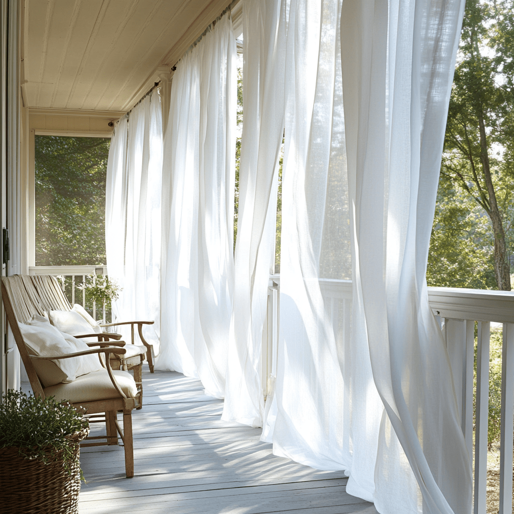Off-White Sheer Outdoor Curtains for Screened Porch