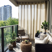 Outdoor Linen Balcony Curtains - Off-Natural - Eyelets